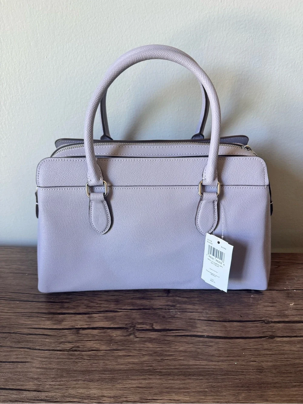 NWT-COACH Darcie Caryall Pebbled Leather Satchel Handbag in Light Lavender Purpl